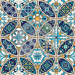 Vector seamless texture. Beautiful patchwork pattern for design and fashion with decorative elements photo