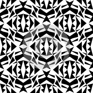 Vector seamless texture. Black and white tribal geometric pattern. Aztec ornamental style