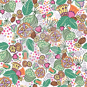 Vector seamless texture. Floral doodle pattern