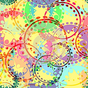 Vector seamless texture of gears and laurel wreaths in kaleidosky style.