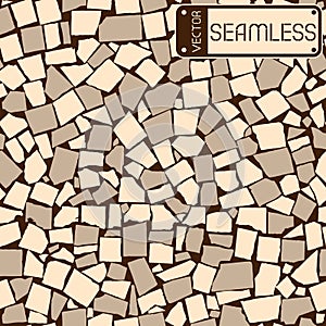 Vector seamless texture of ivory and grey two colored asymmetric decorative tiles wall