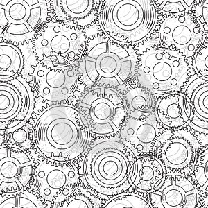 Vector seamless texture with mechanical gear and
