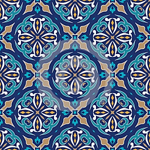 Vector seamless texture. Ornament for ceramic tile. Portuguese azulejos decorative pattern