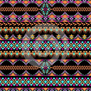 Vector seamless texture. Tribal geometric striped pattern. Aztec ornamental style