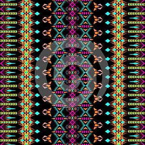 Vector seamless texture. Tribal geometric striped pattern. Aztec ornamental style