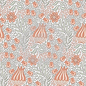 Vector Seamless Tough  Pattern with Fantastic Flowers