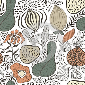 Vector Seamless Tough  Pattern with Fantastic Flowers