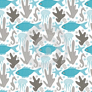 Vector Seamless Tough Underwater  Pattern