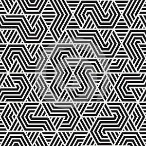 Vector seamless pattern. Irregular linear grid abstract texture. Repeating geometric chaotic stripes.