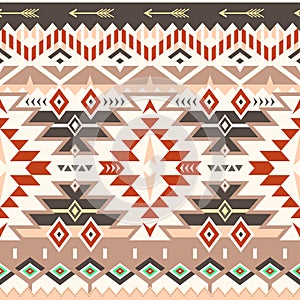 Vector Seamless Tribal Pattern in Red - Brown Colors