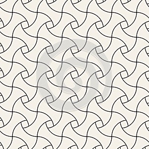 Vector seamless twisting lines pattern. Modern stylish abstract texture. Repeating geometric tiles from spiral elements.