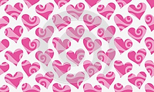 Vector seamless valentines pattern with rose hearts iwith curls