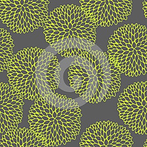 Vector seamless vector pattern with doodling round flowers. photo
