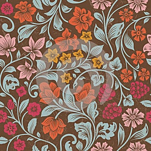 Vector seamless vintage floral pattern.