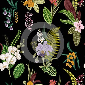 Vector seamless vintage floral pattern.