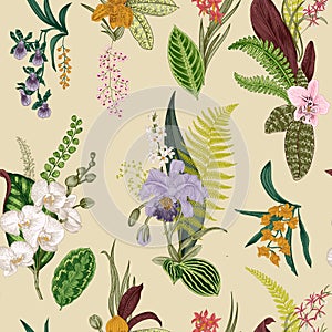 Vector seamless vintage floral pattern.