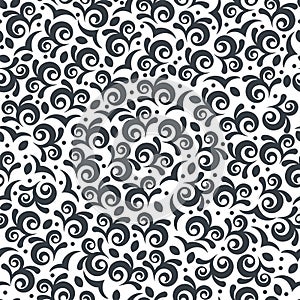 Vector seamless vintage floral pattern. Black and white colors a