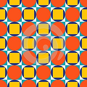Vector seamless vintage pattern - color geometric design. Bright abstract fashion background, retro style 80 - 90s
