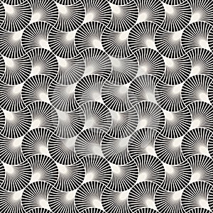 Vector seamless vintage pattern of overlapping arcs in art deco style. Modern stylish abstract texture. Repeating geometric tiles