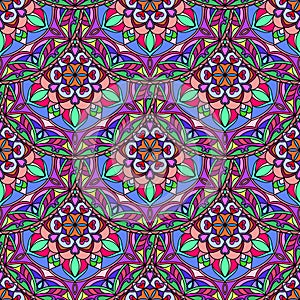 Vector Seamless Violet Floral Mandala Pattern