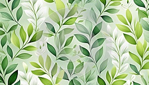 Vector seamless watercolor leaves pattern Nature organic illustration Generated image