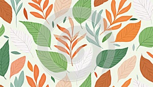 Vector seamless watercolor leaves pattern Nature organic illustration Generated image