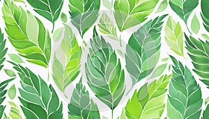 Vector seamless watercolor leaves pattern Nature organic illustration Generated image