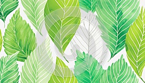 Vector seamless watercolor leaves pattern Nature organic illustration Generated image