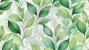 Vector seamless watercolor leaves pattern Nature organic illustration Generated image