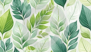 Vector seamless watercolor leaves pattern Nature organic illustration Generated image