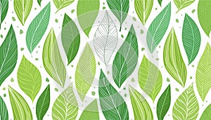 Vector seamless watercolor leaves pattern Nature organic illustration Generated image