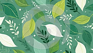 Vector seamless watercolor leaves pattern Nature organic illustration Generated image