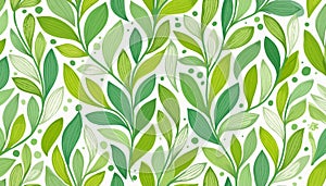 Vector seamless watercolor leaves pattern Nature organic illustration Generated image