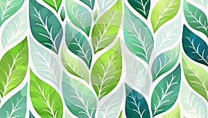 Vector seamless watercolor leaves pattern Nature organic illustration Generated image