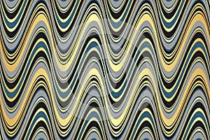 Vector seamless wavy colorful striped pattern with golden waves