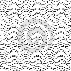 Vector seamless wavy line pattern. Graphic texture. Hand drawn background.