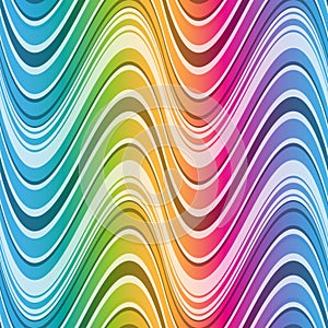 Vector seamless wavy rainbow striped gradient pattern with colorful waves