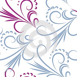 Vector seamless white-blue curls pattern on whate background