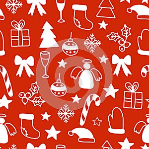 Vector Seamless Winter Pattern Background with christmas elements