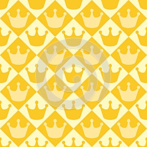 Vector seamless yellow pattern with crowns