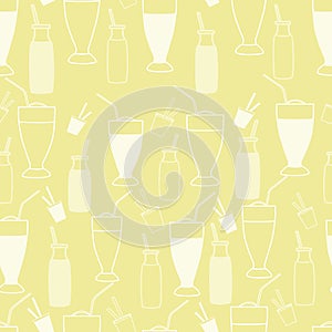 Vector seamless yellow pattern with party drinks.