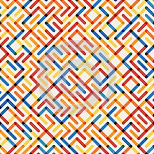 Vector Seamlesss Multicolor Geometric Line Maze Grid Irregular Pattern