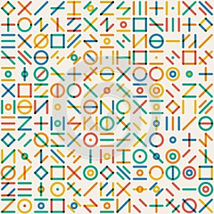Vector Seamlesss Multicolor Geometric Line Random Shapes Grid Pattern