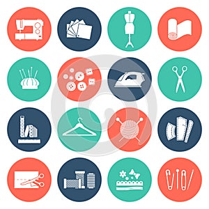 Vector seamstress icon set photo