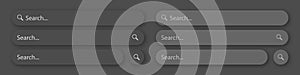 Vector search bar. White buttons with realistic shadow. Web elements for browsers, sites, mobile apps and search buttons. Vector