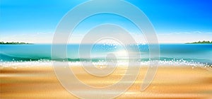 Vector seascape with beach, sand, sea