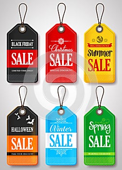 Vector Seasonal Sale Tags for Store Promotion