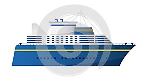 Vector seaway and ocean water transport passenger ship transatlantic cruise liner trendy flat design, side view photo