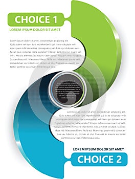 Vector semi circular diagram with two options