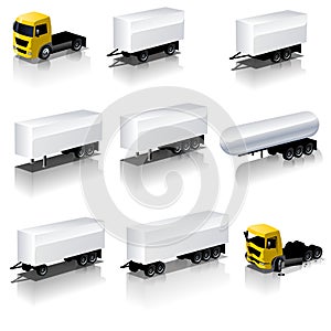 Vector semi-trailers icons set